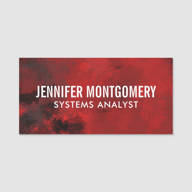 Modern svart & Mörk Red-Abstrakt - Professionell Namnbricka (Framsida)
