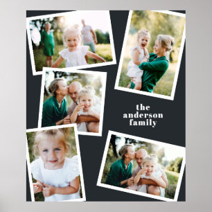 Modern svart multifotofamiljs hemdekoder poster