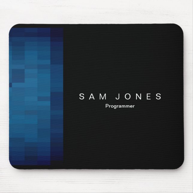 Modern svart N Blue Pixel Musmatta (Framsidan)