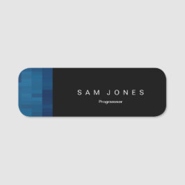 Modern svart N Blue Pixel Namnbricka