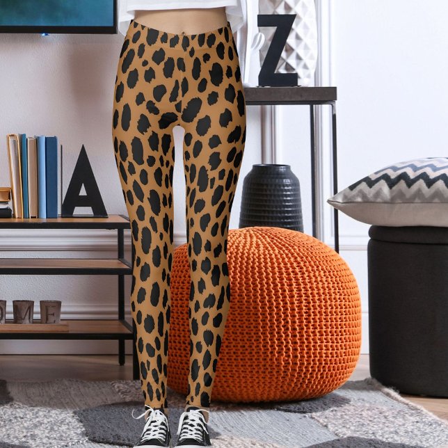 Modern svart och brun leopardhud safari-mönster leggings (Skapare uppladdad)
