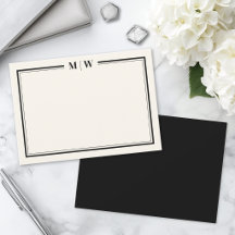Modern svart och elfenbens minimalistisk monogram
