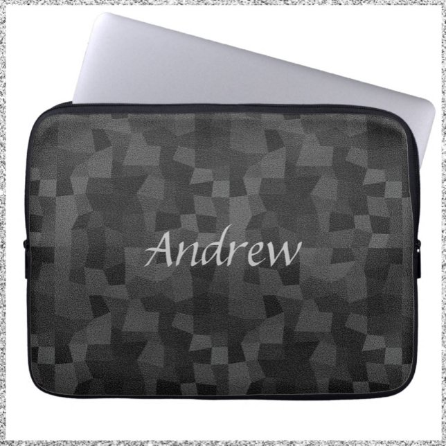 Modern svart och Grått-Abstrakt Geometric Laptop Fodral (Skapare uppladdad)