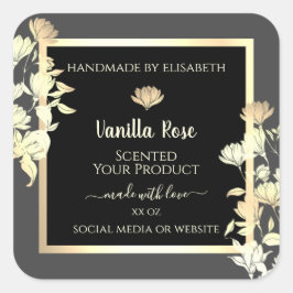 Modern svart- och Grått-förpackningsetikett Guld R Fyrkantigt Klistermärke