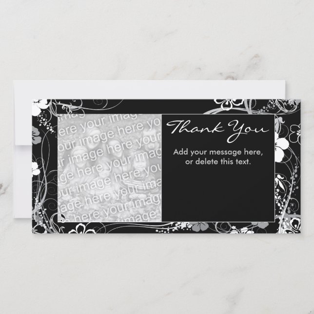 Modern svart och grått tack Photocard (Framsida)