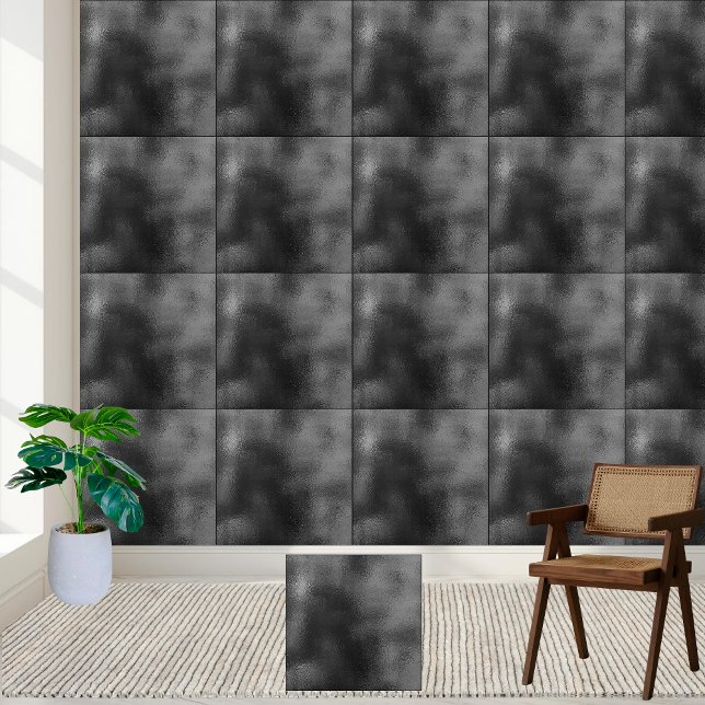 Modern svart och Grått-texturerad abstrakt design Kakelplatta (Modern Black and Gray Textured Abstract Design Ceramic Tile)