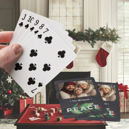 Modern svart och Grönt med Holly Berry Peace Casinokort