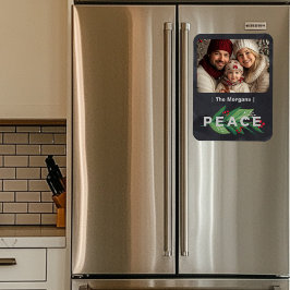 Modern svart och Grönt med Holly Berry Peace Magnet