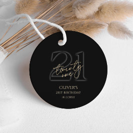 Modern Svart och Guld 21-års Födelsedagsfest Gåvor Etiketter