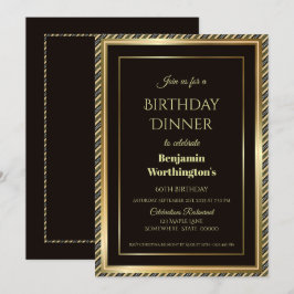 Modern svart och Guld 60:e födelsedag Inbjudningar