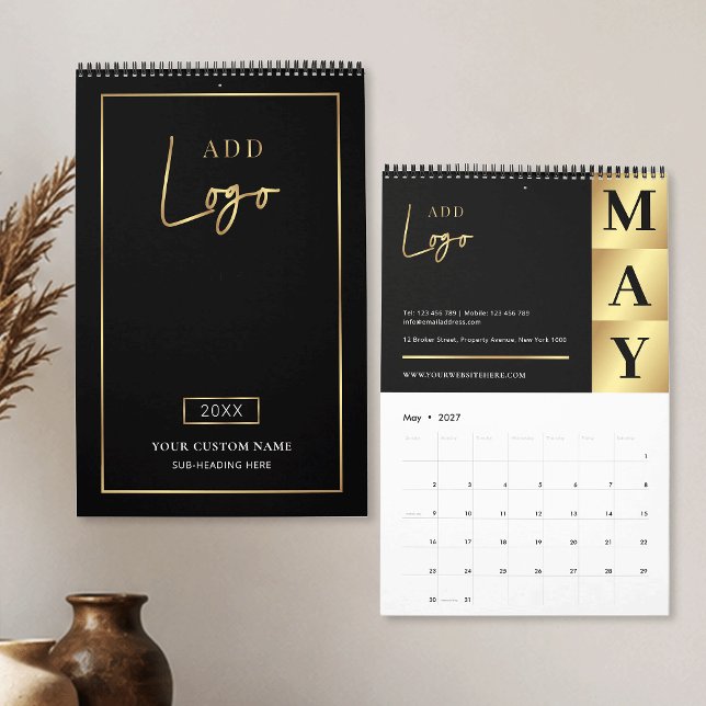 Modern svart och guld affärsslogan varumärke 2027 kalender (Skapare uppladdad)