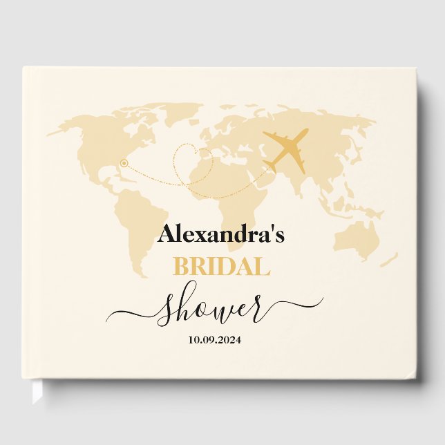 Modern Svart och Guld Destination Pass Bröllop Gästböcker (Framsida)