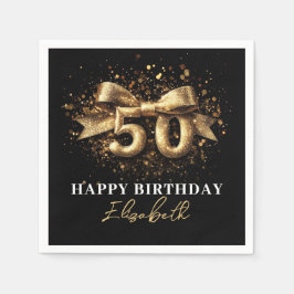 Modern svart och Guld i 50:e Födelsedagsfesten Pappersservett