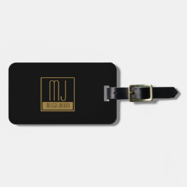 Modern svart och Guld, inledande monogram Bagagebricka