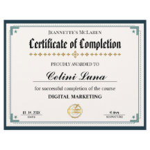 Modern svart- och Guld-intyg om slutförande