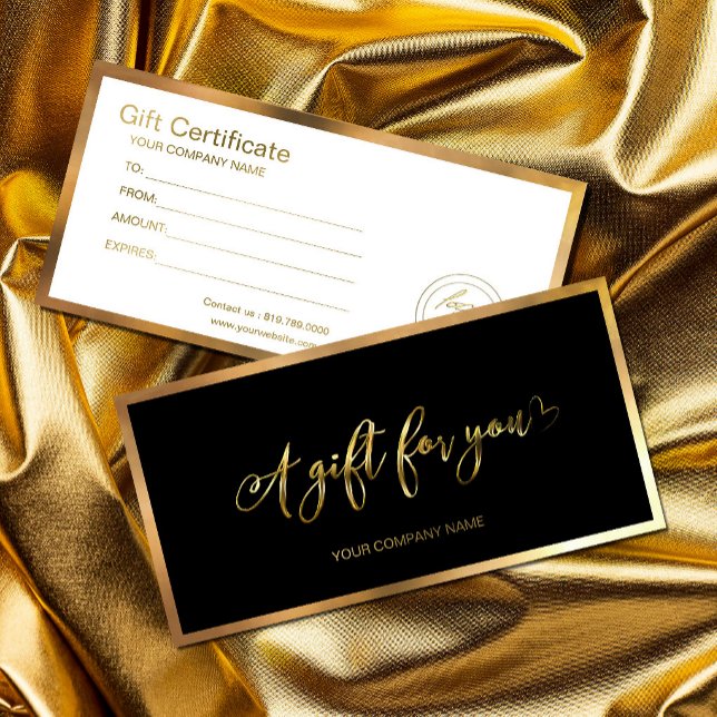 Modern svart och guld Lägg till logotyp presentcer (#goldcertificate #blackgoldcertificate #vouchercard #blackgoldvochercard #modergoldengiftcard #gift)