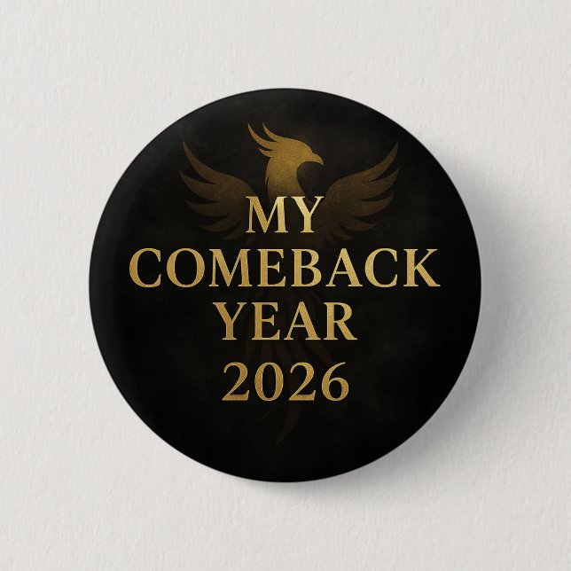 Modern svart och guld Min Comeback år 2026  Knapp (Framsida)