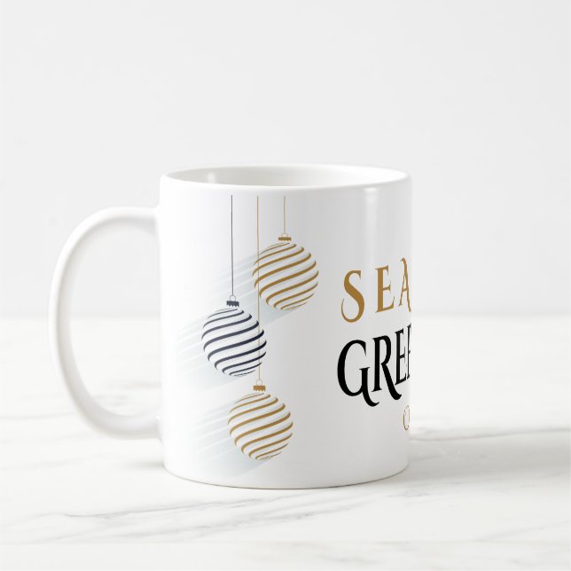 Modern svart och Guld minimal Helgdag Baubles Kaffemugg (Vänster)
