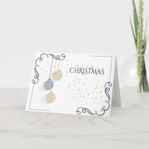 Modern svart och Guld minimal Helgdag Baubles Kort