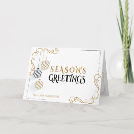 Modern svart och Guld minimal Helgdag Baubles Kort
