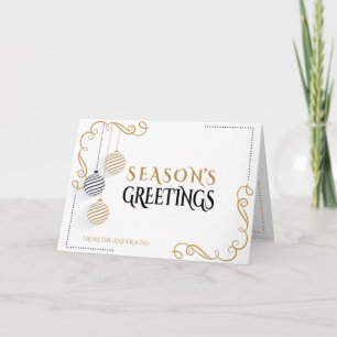 Modern svart och Guld minimal Helgdag Baubles Kort