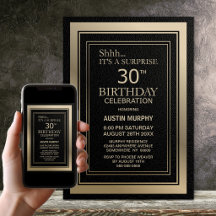 Modern Svart och Guld Överrasknings 30-årsfest