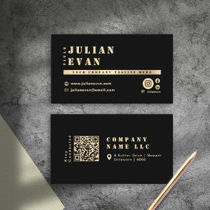 Modern svart och Guld shiny Stencil fet typografi Visitkort