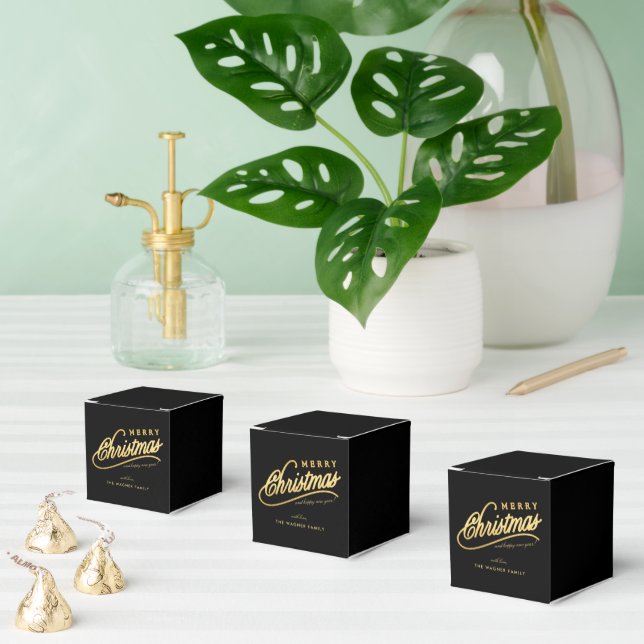 Modern svart och guld skrift God Jul Presentaskar (Multipel)