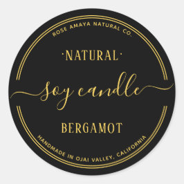 Modern svart och guld stearinljus skönhet spa etik runt klistermärke