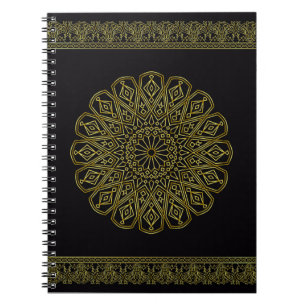 Modern svart och gyllene Arabesque Design Notebook Anteckningsbok