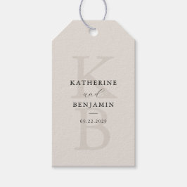 Modern svart och ivorianskt minimalistiskt Bröllop Presentetikett