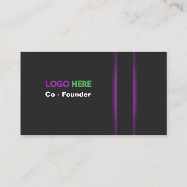 Modern svart och Lila Professionell Visitkort (Framsida)
