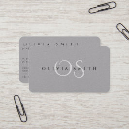 Modern svart och Premium Grått Monogrammed QR Visitkort