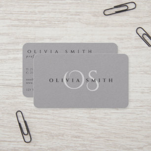 Modern svart och Premium Grått Monogrammed QR Visitkort