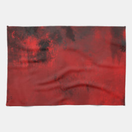 Modern svart och röd Abstrakt - Mörk Mysterisk Kökshandduk