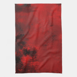 Modern svart och röd Abstrakt - Mörk Mysterisk Kökshandduk