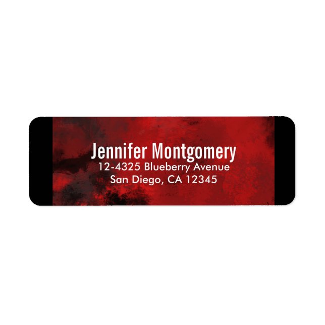 Modern svart och röd Abstrakt - Mörk Mysterisk Returadress Etikett (Framsidan)