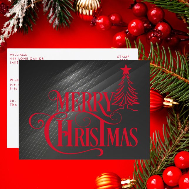Modern Svart och Röd God Jul Traditionell Helg Vykort (Skapare uppladdad)