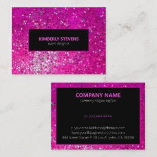 Modern svart och Rosa Glitter & Sparkles Visitkort