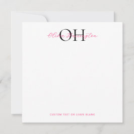 Modern svart och Rosa, klassisk ruta Anteckningskort