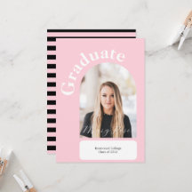 Modern svart och rosa randig examen