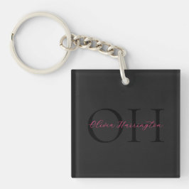 Modern svart och Rosa Script Classic Monogram
