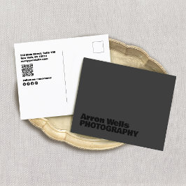 Modern svart och svart typografi QR-kod Vykort