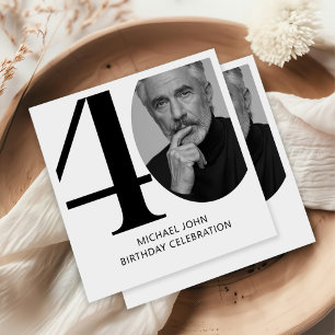 Modern svart och vit 40:e fotodag pappersservett