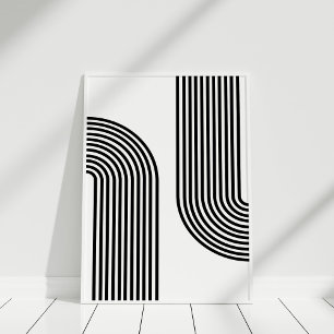 Modern svart och vit Abstrakt konst i mitten av år Poster