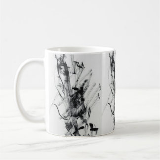 Modern svart och vit abstrakt marmorerad kaffemugg