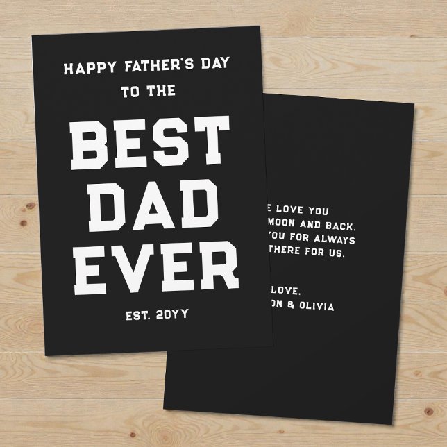Modern Svart och Vit Bästa Pappa Någonsin Fars Dag Julkort (Modern Black and White Best Dad Ever Father's Day Holiday Card)