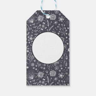 Modern svart och vit Blommigt Presentetikett