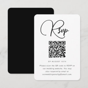 Modern svart och vit Bröllop OSA med QR-kod Kort