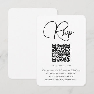 Modern svart och vit Bröllop OSA med QR-kod Kort